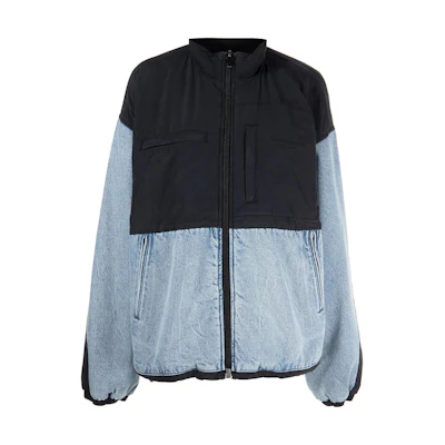 (Women) Alexander Wang FW22 Colorblock Stand Collar Oversized Jacket Women Blue/Black 4DC1232371-442