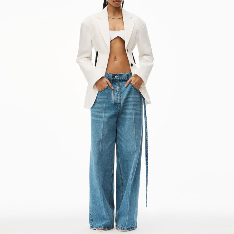 Lookbook (W) Alexander Wang FW22 對比單排扣西裝外套 女 白色 - 秋季款 1WC3222387-110