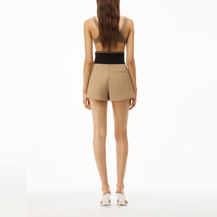 Shop (W) アレキサンダーワン FW22 コントラストウエストロゴ ジャカードハイウエストショーツ ブラウン レディース 1WC1224450-282