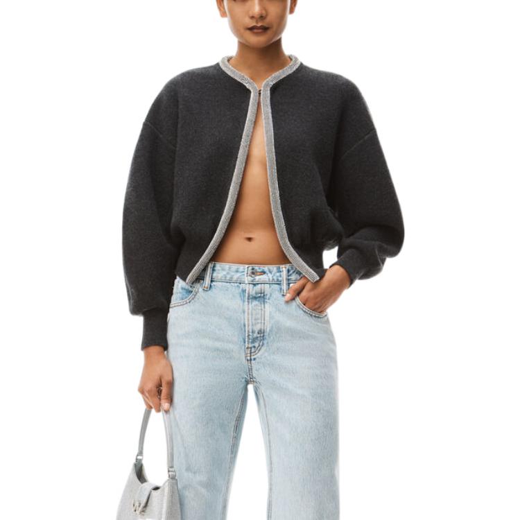 Lookbook (W) Alexander Wang FW22 水晶裝飾羊毛羊絨毛衣 女款 碳灰色 1KC4213054-010