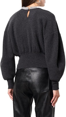 (Women) Alexander Wang FW22 Crystal Neck Pullover Crewneck Puff Sleeve Sweater Dark Gray 1KC4211053-010 Lookbook (Women) Alexander Wang FW22 Crystal Neck Pullover Crewneck Puff Sleeve Sweater Dark Gray 1KC4211053-010