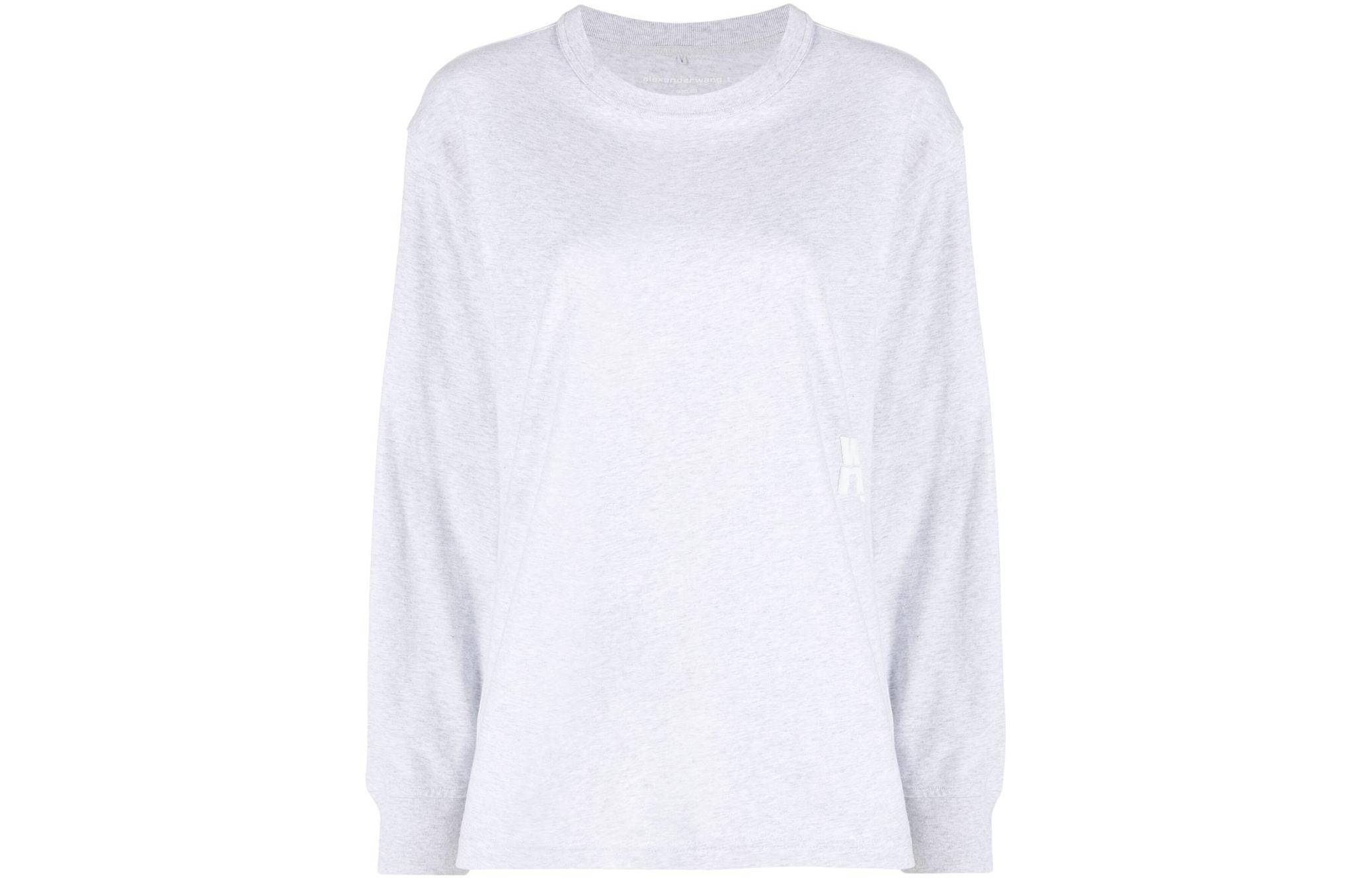 (Women) Alexander Wang FW22 Grey Logo Patch Crewneck Sweatshirt 4CC3221356-050