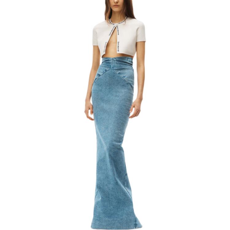 Lookbook (Women) Alexander Wang FW22 Jacquard Logo Knit Cardigan Short Sleeve  White 4KC3223018-104