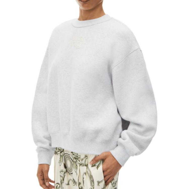 Sizing (Women) Alexander Wang FW22 Logo Print Crewneck Long Sleeve Sweatshirt Grey Women’s 4CC3221360-050