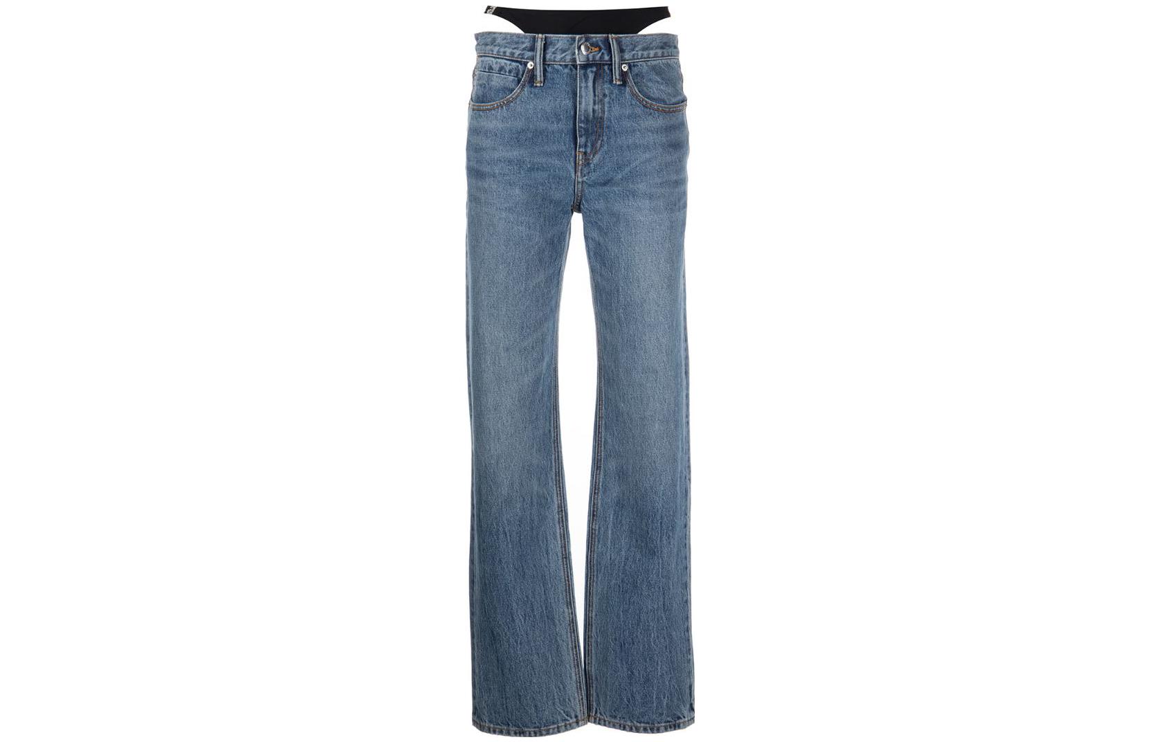 Order (Women) Alexander Wang FW22 Low-Rise Flared Thong Denim Jeans  Blue 4DC1234357-473