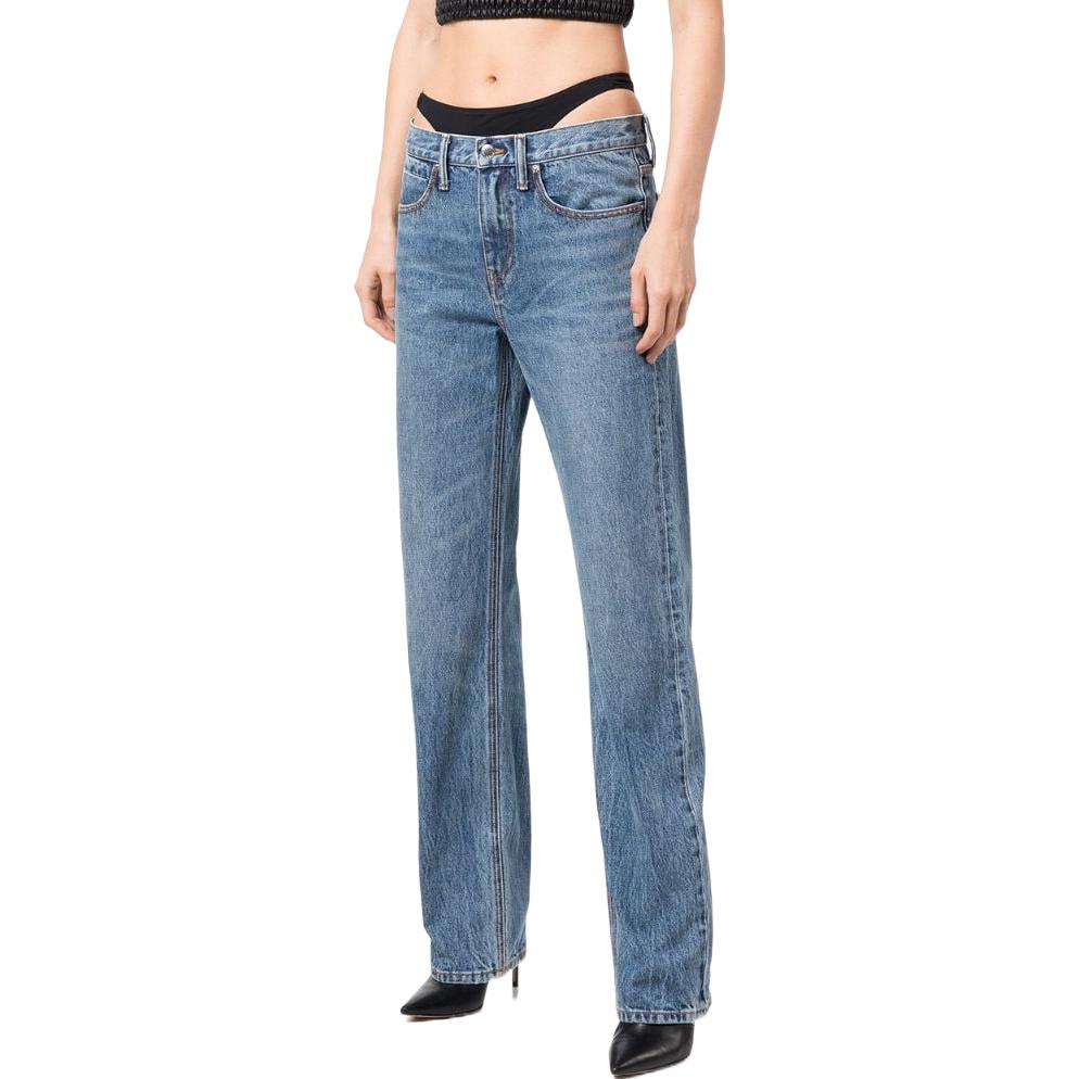 Purchase (Women) Alexander Wang FW22 Low-Rise Flared Thong Denim Jeans  Blue 4DC1234357-473