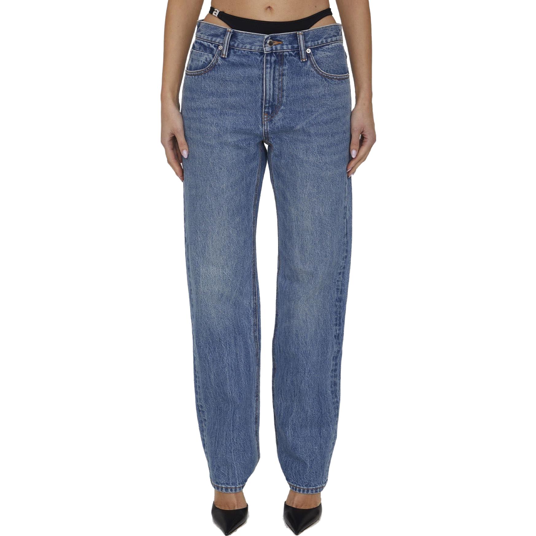 Details for (Women) Alexander Wang FW22 Low-Rise Flared Thong Denim Jeans  Blue 4DC1234357-473