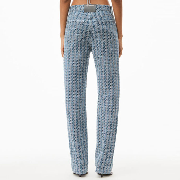 Shop (Women) Alexander Wang FW22 Pattern Print Button Straight-Leg Jeans Women Blue 4DC4224264-401