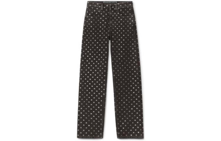 (Women) Alexander Wang FW22 Polka Dot Straight-Leg Button Jeans Women Black. 4DC4224266-015