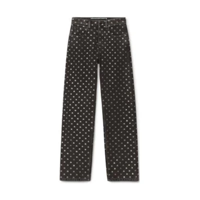(Women) Alexander Wang FW22 Polka Dot Straight-Leg Button Jeans Women Black. 4DC4224266-015