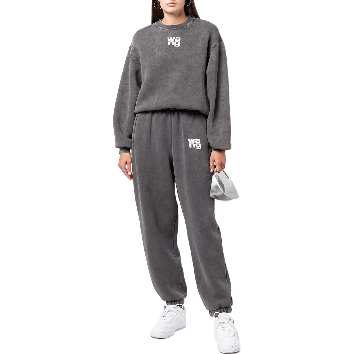 Lookbook (W) 亚历山大王FW22灰色橡胶标志圆领卫衣 4CC3221360-011