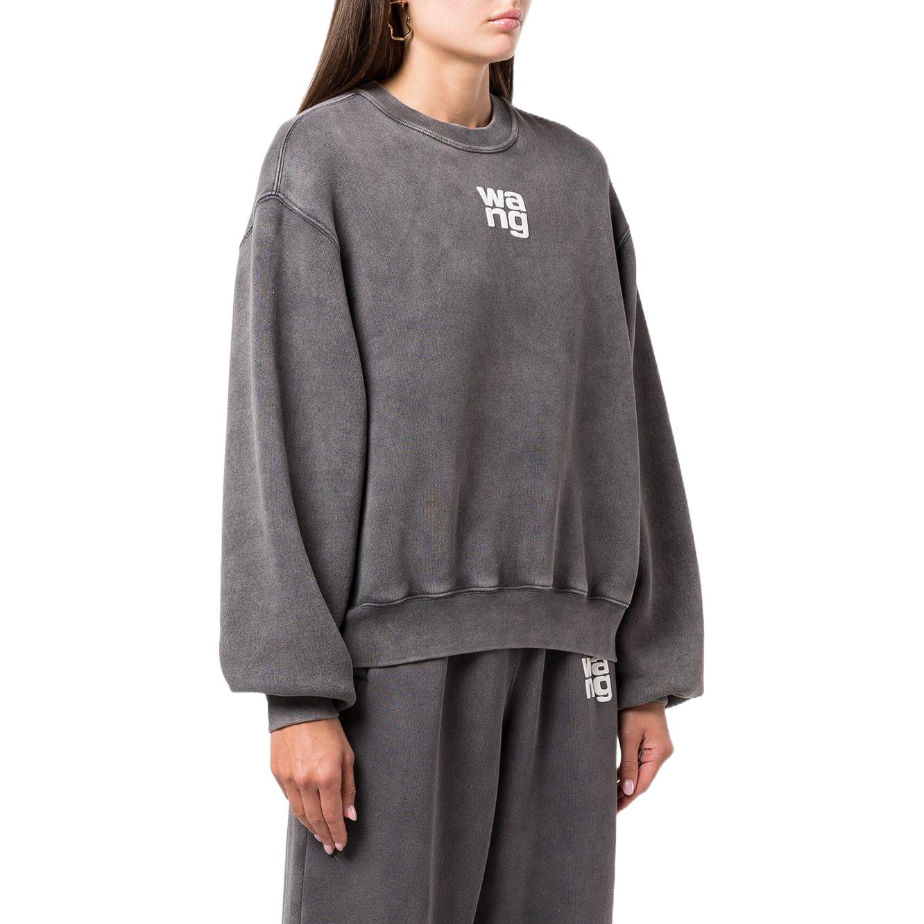 Purchase (W) 亚历山大王FW22灰色橡胶标志圆领卫衣 4CC3221360-011