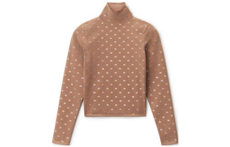 Order (Women) Alexander Wang FW22 Slim Fit Polka Dot High Neck Long Sleeve Tee Brown . 1KC3221051652