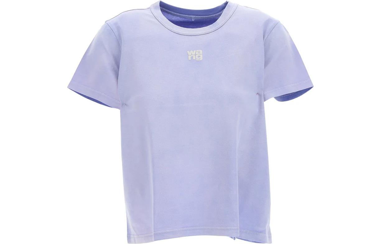 Buy (Women) Alexander Wang FW22 Solid Color Logo Print Crewneck T-Shirt Purple (). 4CC3221358-542