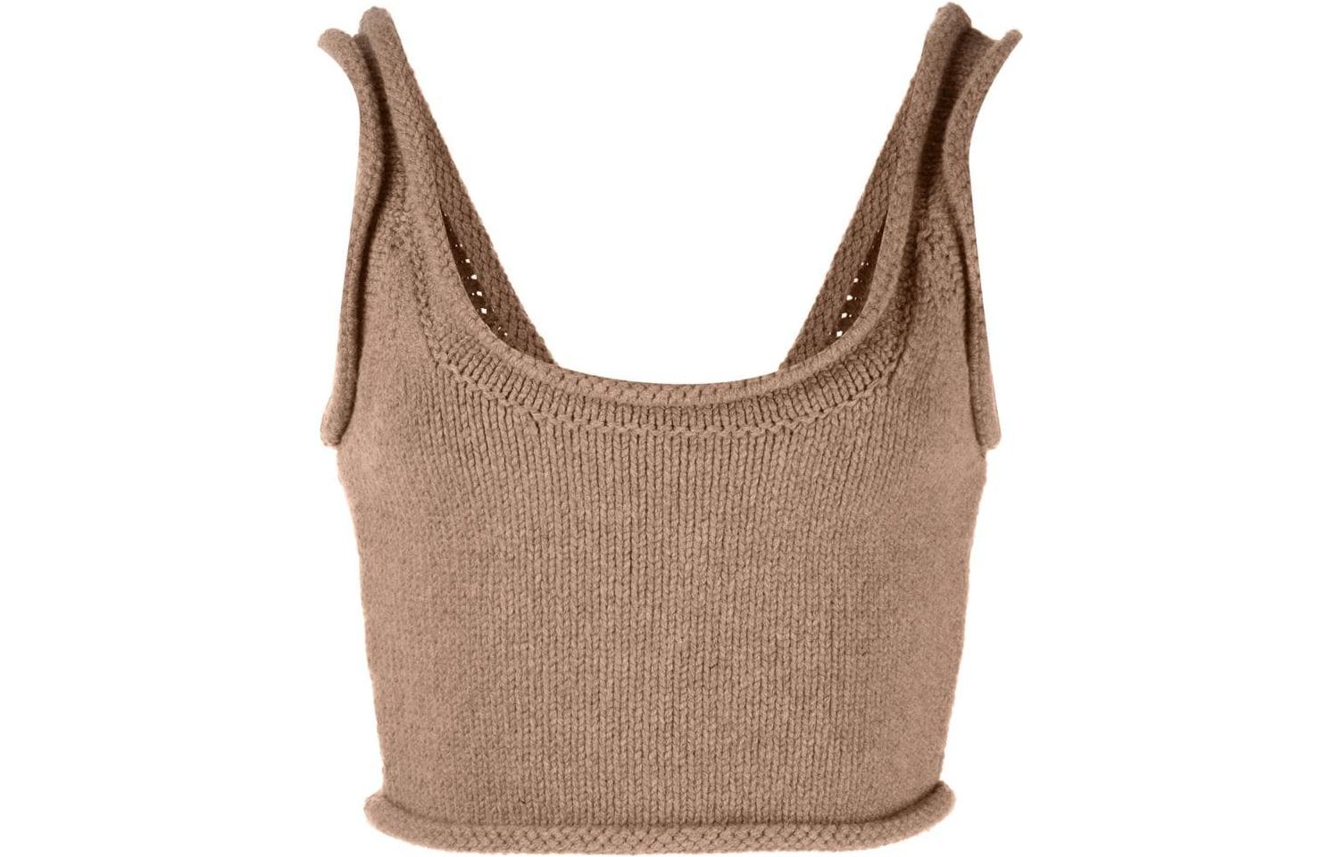 (Women) Alexander Wang FW22 Solid Knit Cropped Cami Tank Top for Women 1KC4221054-219
