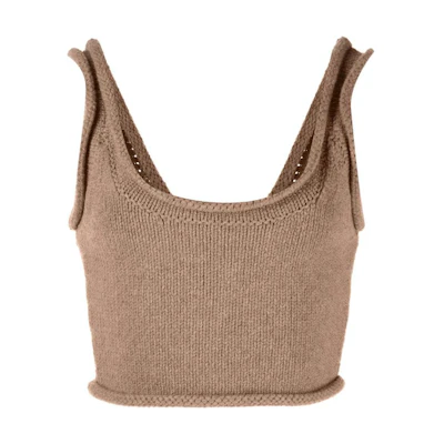 (Women) Alexander Wang FW22 Solid Knit Cropped Cami Tank Top for Women 1KC4221054-219