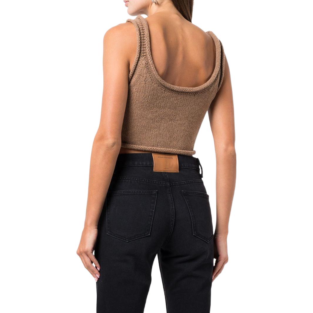 Shop (Women) Alexander Wang FW22 Solid Knit Cropped Cami Tank Top for Women 1KC4221054-219