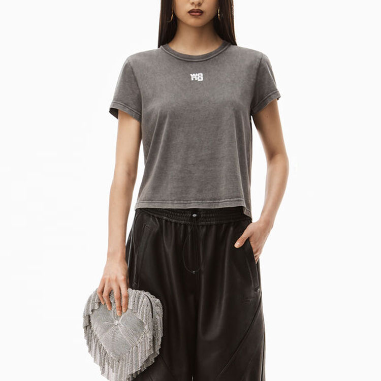 (Women) Alexander Wang FW22 Solid Logo Print Crewneck T-Shirt Women’s Dark Gray 4CC3221358-011 圖 3