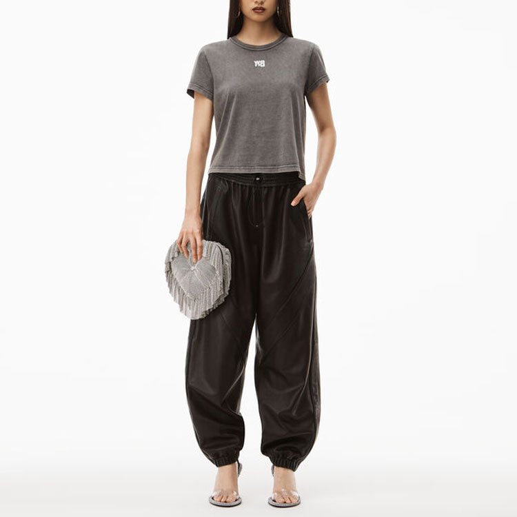 (Women) Alexander Wang FW22 Solid Logo Print Crewneck T-Shirt Women’s Dark Gray 4CC3221358-011 圖 4