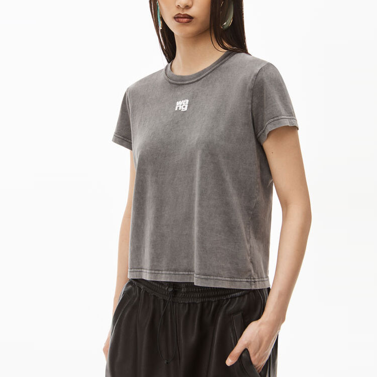 (Women) Alexander Wang FW22 Solid Logo Print Crewneck T-Shirt Women’s Dark Gray 4CC3221358-011 圖 5