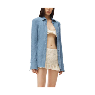 (Women) Alexander Wang FW22 Textured Logo Knit Cardigan Women’s Light Blue 4CC3221335-480