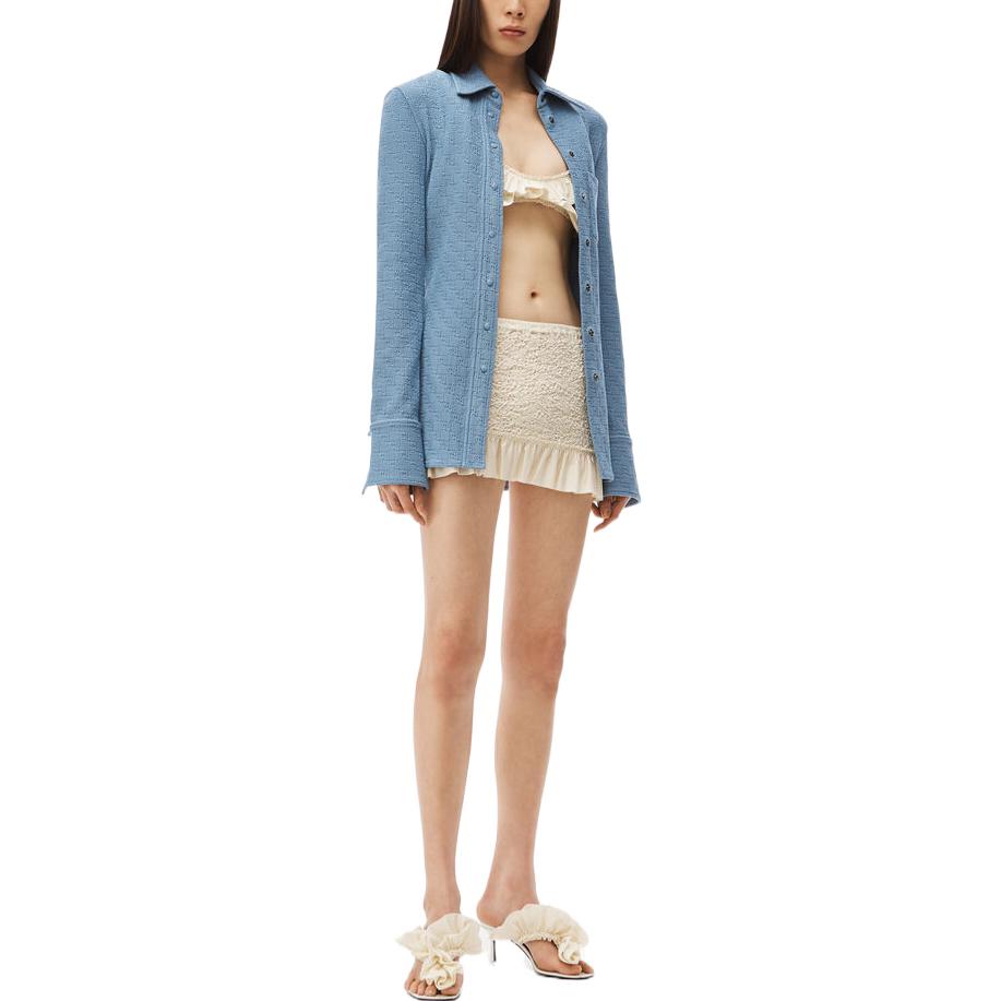Shop (Women) Alexander Wang FW22 Textured Logo Knit Cardigan Women’s Light Blue 4CC3221335-480