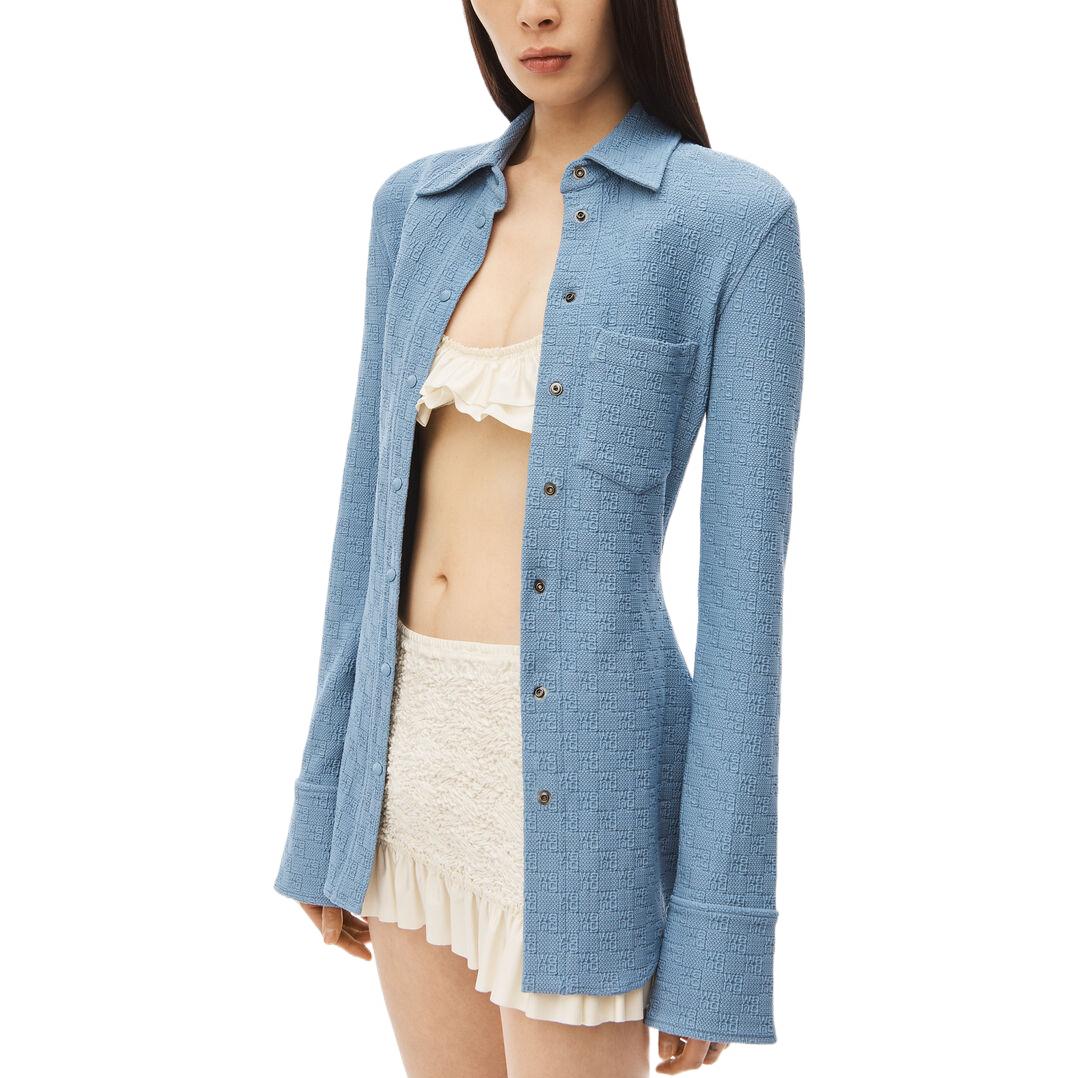 Purchase (Women) Alexander Wang FW22 Textured Logo Knit Cardigan Women’s Light Blue 4CC3221335-480