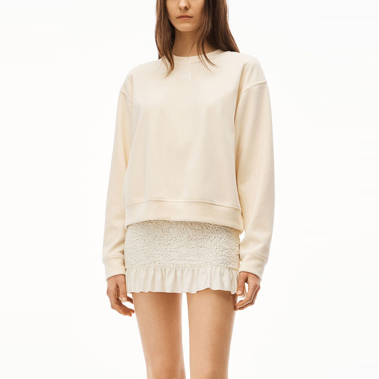 Lookbook (W) 알렉산더 왕 FW22 벨벳 라인스톤 크루넥 스웻셔츠 베이지 가을. 4CC3211265-120