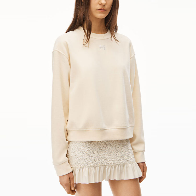 Purchase (W) 알렉산더 왕 FW22 벨벳 라인스톤 크루넥 스웻셔츠 베이지 가을. 4CC3211265-120