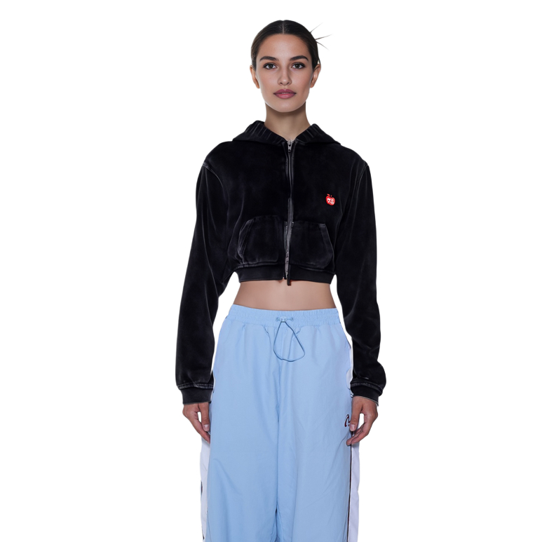 Details for (W) 알렉산더왕 FW23 블랙 애플 로고 긴팔 후디 4CC12420750-95A