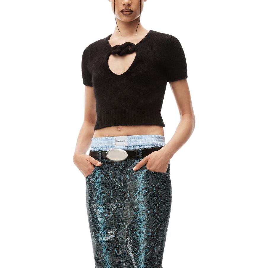 (Women) Alexander Wang FW23  Black Stretch Knit Short-Sleeve Top. 1KC4231013-001 圖 5