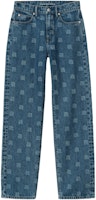 (Women) Alexander Wang FW23 Blue Wide-Leg Denim Cargo Pants with Logo Zip. 4DC4234122-401 (Women) Alexander Wang FW23 Blue Wide-Leg Denim Cargo Pants with Logo Zip. 4DC4234122-401