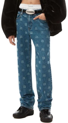 (W) Alexander Wang FW23 Pantalones Cargo Azul Denim Pierna Ancha con Logo Cremallera. 4DC4234122-401 Lookbook (W) Alexander Wang FW23 Pantalones Cargo Azul Denim Pierna Ancha con Logo Cremallera. 4DC4234122-401