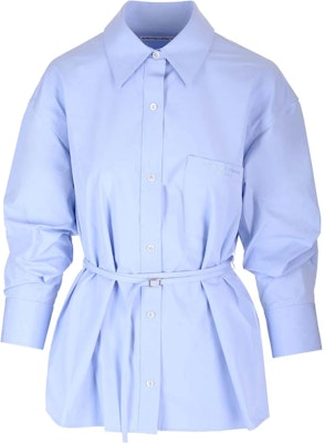 (Women) Alexander Wang FW23 Light Blue Button-Up Cotton Shirt with Waist Tie. 1WC4231850-450 Buy (Women) Alexander Wang FW23 Light Blue Button-Up Cotton Shirt with Waist Tie. 1WC4231850-450