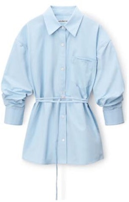 (Women) Alexander Wang FW23 Light Blue Button-Up Cotton Shirt with Waist Tie. 1WC4231850-450 Order (Women) Alexander Wang FW23 Light Blue Button-Up Cotton Shirt with Waist Tie. 1WC4231850-450
