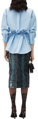 (Women) Alexander Wang FW23 Light Blue Button-Up Cotton Shirt with Waist Tie. 1WC4231850-450 Shop (Women) Alexander Wang FW23 Light Blue Button-Up Cotton Shirt with Waist Tie. 1WC4231850-450