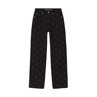 (Women) Alexander Wang FW23 Mid-Rise Print Straight Jeans Washed Black. 4DC4234165-011