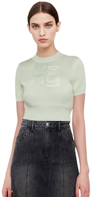 (Women) Alexander Wang FW23 Oversized Knit Sweater Green Crewneck Letter Print 4KC4231021-339 Lookbook (Women) Alexander Wang FW23 Oversized Knit Sweater Green Crewneck Letter Print 4KC4231021-339