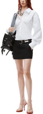 (Women) Alexander Wang FW23 White Cotton Cinched Button-Up Shirt with Ribbed Trim 1WC1241869-100 Lookbook (Women) Alexander Wang FW23 White Cotton Cinched Button-Up Shirt with Ribbed Trim 1WC1241869-100