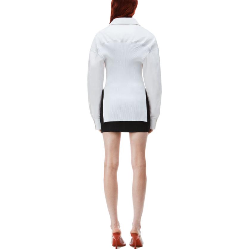 Shop (W) アレキサンダー ワン FW23 ホワイト コットン リブトリム付きシャツ 1WC1241869-100