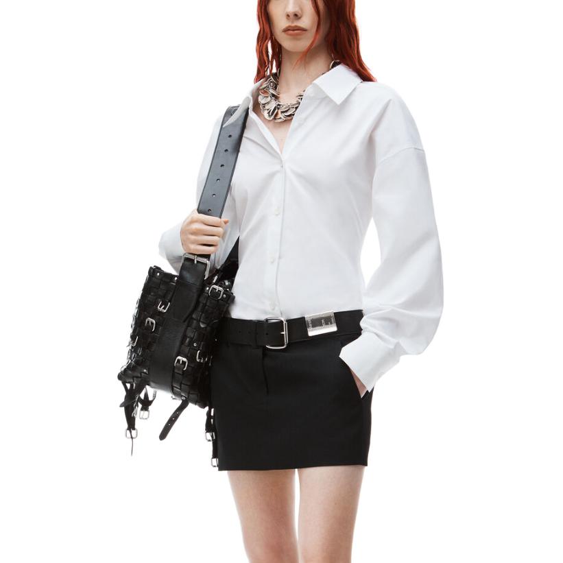 Purchase (W) アレキサンダー ワン FW23 ホワイト コットン リブトリム付きシャツ 1WC1241869-100