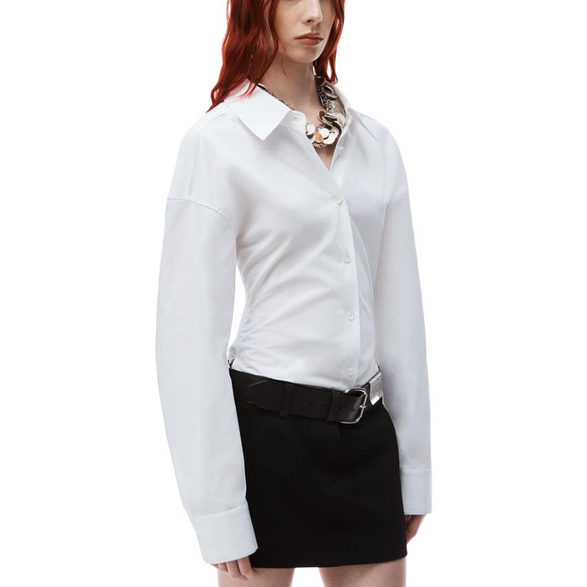 Details for (W) アレキサンダー ワン FW23 ホワイト コットン リブトリム付きシャツ 1WC1241869-100