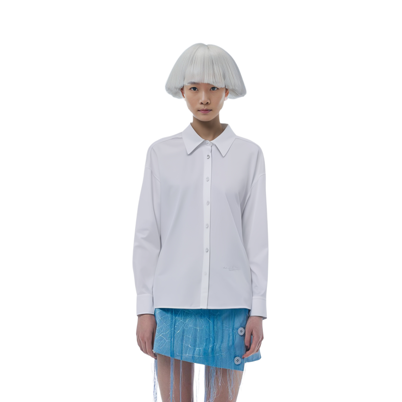 Sizing (W) アレキサンダー ワン FW23 ホワイト コットン リブトリム付きシャツ 1WC1241869-100