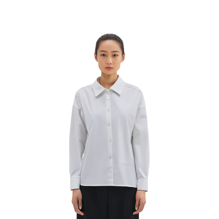 Cheap (W) アレキサンダー ワン FW23 ホワイト コットン リブトリム付きシャツ 1WC1241869-100