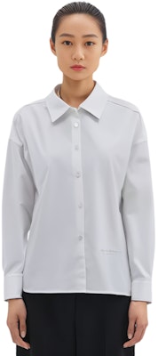 (Women) Alexander Wang FW23 White Cotton Cinched Button-Up Shirt with Ribbed Trim 1WC1241869-100 Cheap (Women) Alexander Wang FW23 White Cotton Cinched Button-Up Shirt with Ribbed Trim 1WC1241869-100
