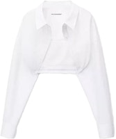 (Women) Alexander Wang FW23 White Cropped Long-Sleeve Shirt 4WC4231417-100 (Women) Alexander Wang FW23 White Cropped Long-Sleeve Shirt 4WC4231417-100