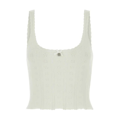 (Women) Alexander Wang FW23 White Lace Trim Bow Camisole Tank Top. 4KC3231023-104