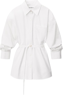 (Women) Alexander Wang FW23 White Waist-Tied Cotton Button-Up Shirt 1WC4231850-100 Buy (Women) Alexander Wang FW23 White Waist-Tied Cotton Button-Up Shirt 1WC4231850-100