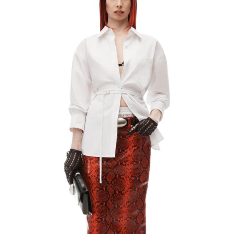 Lookbook (W) 亞歷山大王 FW23 白色腰結設計棉質襯衫 1WC4231850-100