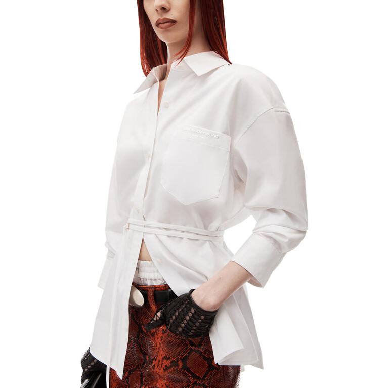 Purchase (W) 亞歷山大王 FW23 白色腰結設計棉質襯衫 1WC4231850-100